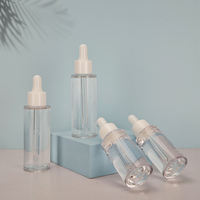 Flacon compte-gouttes vide autocollant personnalisé sérum 30ml 50ml conteneur coréen paroi épaisse plat en plastique Toner PETG emballage compte-gouttes d'huile