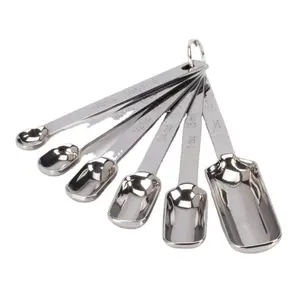 6 Pcs Set 18/8 Copos de Aço Inoxidável Colher De Medição Cozinha Gadget Quadrado Colher Pequena Colher de Sopa Com Métrica E NOS Medições