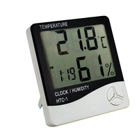 HTC-1 Salle Intérieure LCD Électronique Température Humidité Compteur Thermomètre Numérique Hygromètre Station Météo Réveil