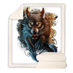 <span class=keywords><strong>Manta</strong></span> de Sherpa Light And Dark Meet Para sofá, colcha 3D de Lobo, felpa de terciopelo, camas de Ojos de Lobo, <span class=keywords><strong>manta</strong></span> Para Cama - Product Image 1