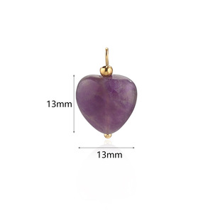 For SPC70-17 <b>Heart</b> Gemstone Charms | Stainless Steel Gold Bail Trendy DIY Jewelry Making Pendant - Product Image 6