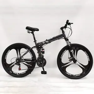 Factory hot sale carbon steel frame adult bike magnesium alloy one piece wheel 26 inch 21 speed man folding bicycle