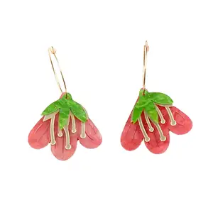 2024 ERS599ER1366 Best selling New Flower earrings For Women Jewelry Monther's Day Earring Three Layered Acrylic Hoop
