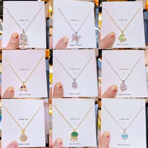 Collar de tenis de acero inoxidable al por mayor con colgante de circonita cúbica, gargantilla solitaria con diseño de flor, joyería de moda para mujer - Product Image 3