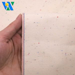 12.3oz Beige Selvedge Denim with Rainbow Dots 100% Cotton Raw Denim <strong>Fabric</strong> for Jean Twill Style Medium <strong>Weight</strong> Woven Denim <strong>Fabric</strong> - Product Image 4