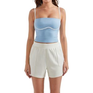 FOXA Athletic Sweat <b>Shorts</b> Women High Waisted With Pockets Summer <b>Lounge</b> Wear Breathable Knitted Spandex Polyester - Product Image 3
