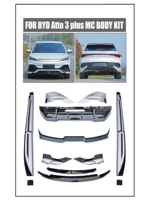 Kit carrosserie sport BYD Atto 3 Yuan Plus MC 2022-2024 en PP, comprenant lèvre avant, jupes latérales, diffuseur arrière et spoiler, noir brillant et argent, neuf