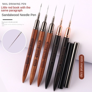 Tube d'aiguille d'art d'ongle de bois de santal ensemble de stylo de traction en bois extrêmement fin avec la forme de cheveux plats pour le pinceau peint spécial d'art d'ongle - Product Image 3