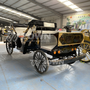 Black double-canopied sightseeing carriages with two <b>rows</b> of seats are suitable for tourist attractions - Product Image 3