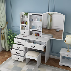 Mesa de Maquillaje Moderna para el Hogar, Mueble de Dormitorio, <span class=keywords><strong>Tocador</strong></span> con Luces LED y Cajón, Ideal para Mujeres y Chicas - Product Image 3