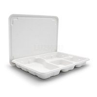 Barquettes alimentaires compostables Oasis Custom à 4 compartiments, sans PFAS, en bagasse de canne à sucre, avec couvercle, multi-usages