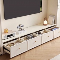 Meuble TV mural crème français, vitrine à portes cintrées, armoire de rangement personnalisée pour salon avec tiroirs OEM ODM