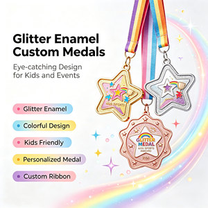 Glitter Enamel Custom <b>Medals</b> Eye-catching Design <b>for</b> <b>Kids</b> and Events Personalized Metal Sport <b>Medals</b> with Colorful Neck Ribbon - Product Image 4