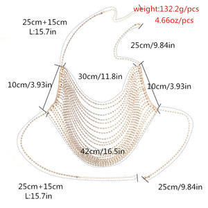 Vitiana — chaîne de poitrine en plaqué or, bijoux sexy pour plage d'été - Product Image 3