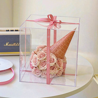 Plaque en acrylique personnalisée – Boîte cadeau en acrylique transparente en forme de cube, réutilisable pour bouquets de fleuristes et présentation de cadeaux à long terme