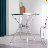 Table à manger ronde claire durable de vente chaude avec les jambes supérieures de PC de verre trempé pour l'hôtel d'appartement