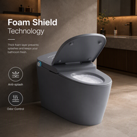 Toilette intelligente moderne avec bidet électrique sans réservoir, chasse d'eau silencieuse, télécommande, siège chauffant et siphon en S
