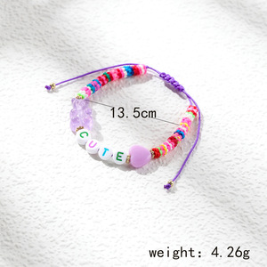 Braccialetto fatto a mano in ceramica morbida intrecciata estate boemia regolabile <span class=keywords><strong>orso</strong></span> lettera braccialetto di fascino - Product Image 2