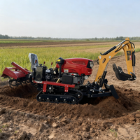 Motoculteur rotatif diesel multifonctionnel à quatre roues motrices Ménage Micro-travail du sol Trancheuse Multifonctionnel Chenille Motoculteur rotatif