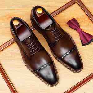 Nuevos Zapatos de Cuero para Hombre, Estilo Británico, Casuales de Negocios, Formales, para Boda, con Suela Gruesa y Brillante, de Gamuza - Product Image 6
