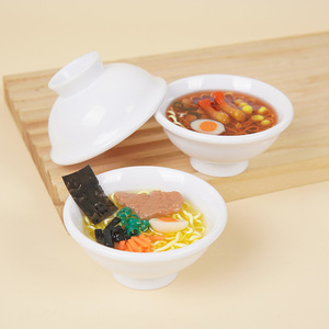 Simulated food model, imitation white porcelain noodle bowl pendant, handmade food toy, seafood, noodles, rice, <b>bag</b> <b>charm</b> - Product Image 4