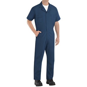 Combinaison de travail à manches courtes pour homme, en coton bleu marine respirant, uniforme - Product Image 1