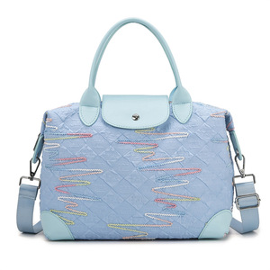 Sacs de voyage originaux en toile Oxford imperméables, grande capacité, avec fermeture éclair et motif lettres, sacs fourre-tout décontractés pour le sport - Product Image 6