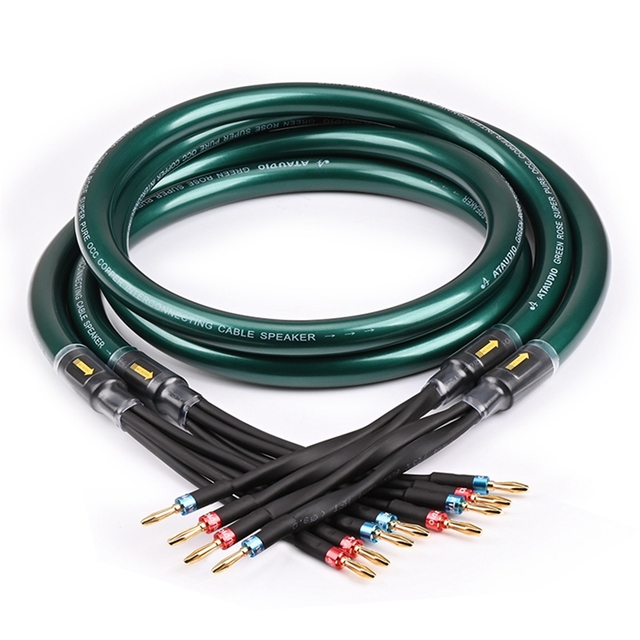 Hot Selling High Quality OCC+Silver-Plated Nerve Wire Audio Hifi Two-Wire Split Speaker Cable Banana Connector for Speaker