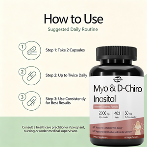 Cápsulas de Mioinositol y D-Chiroinositol de Marca Privada OEM, 2000 mg, Relación 40:1 – Suplemento para el Bienestar y la Fertilidad Femenina - Product Image 4