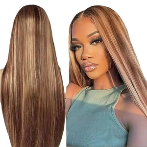 Il colore del pianoforte evidenzia la parrucca anteriore in pizzo 200% capelli umani lisci ad alta densità 13x4 marrone biondo parrucca alla moda BOSQUE <span class=keywords><strong>Beauty</strong></span> - Product Image 1