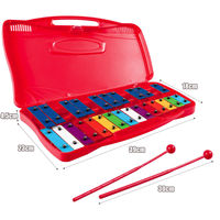 Xilófono de Percusión de 25 Tonos, Placa de Aluminio, 39x23x4.5cm, 1.3kg, Opciones Multicolor, Bolsa Incluida, Resistente