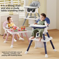 Chaise haute multifonctionnelle en plastique pour bébé - Table à manger et d'apprentissage polyvalente avec siège inclinable pour les nourrissons de plus de 6 mois