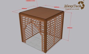 Arbre et pergola en bois WPC 3x3m, gazebo de spa avec éclairage <span class=keywords><strong>LED</strong></span>, structure extérieure écologique - Product Image 5