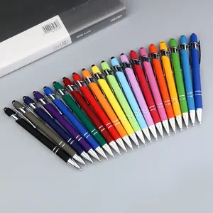 Double-Headed Stylus Simple Shape Bright Colored Metal Ballpoint Pen With Custom Logo