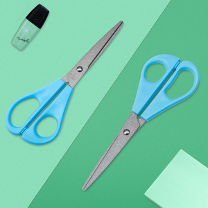 Stainless Steel Office Scissors Blue Straight Head For Home And Student Use 0250 Paper Cutting Stationery - Product Image 2