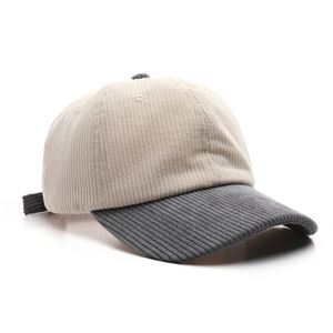 6 Panel Vintage Autumn/Winter Two-Tone Corduroy Color Block Unisex Outdoor Use Warmth Soft Hand Embroidery Image Duckbill - Product Image 4
