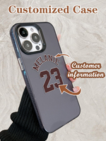 Coque de téléphone personnalisée avec nom et numéro de l'équipe, 1 pièce, personnalisation, peinture UV multicolore, coque en TPU mat pour 17/16/15/14 Pro Max