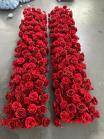 Tapis de fleurs en soie pour allée, décoration de scène pour Halloween, Nouvel An, mariages et événements, rangée de fleurs rouges en promotion