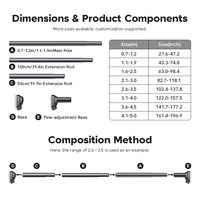 YIJIALE 30000 ㎡   Tringle à rideau extensible en acier au carbone de 32 mm, 1,1-1,9 m, antidérapante, Twist & Fit, prix d'usine