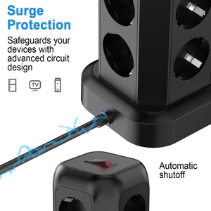 Cable de extensión con múltiples salidas, torre de tira de Alimentación protectora contra sobretensiones, 8 AC 3 USB 1 Tipo C <span class=keywords><strong>Protector</strong></span> contra sobretensiones Protección contra sobrecarga - Product Image 4
