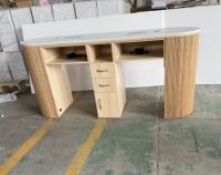 Meubles de salon de manucure commerciaux, table de manucure avec plateau en marbre, table à ongles en bois massif, bureau à ongles avec collecteur de poussière