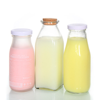 Échantillon gratuit 250 ml 500 ml 750 ml Bouteille en verre de grande capacité Bouteille à lait avec bouchon