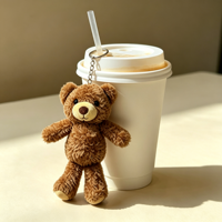 Porte-clés ours en peluche super doux style bien-être, jouet ours en peluche, décoration créative pour porte-gobelet, option logo personnalisé, petit cadeau pour