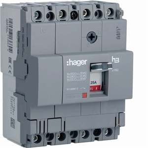 HDA126L ปรับแต่งได้ด้วยเซอร์กิตเบรกเกอร์แบบหล่อขึ้นรูปของ Hagers รุ่น h3 x160 TM 4P 18kA 125A - Product Image 1