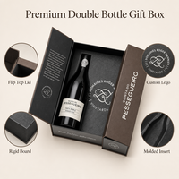 Boîte cadeau écologique pour deux bouteilles de vin avec couvercle rabattable, logo personnalisé, emballage en carton rigide gris de qualité supérieure pour vin rouge, OEM ODM