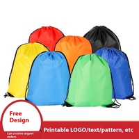 Sac à dos personnalisable à cordon en polyester amical OEM pliable et logo imprimé pour la publicité promotionnelle