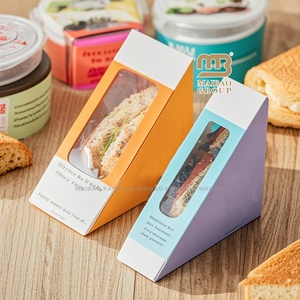 Dùng một lần bánh sandwich Giấy Bánh hộp-nhỏ bánh sandwich nêm hộp với cửa sổ tam giác bánh sandwich cupcake container màu be - Product Image 2