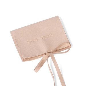 Custom logo Size Flap Suede Microfiber Jewellery Bag Flat <b>Envelope</b> Packaging Luxury Jewelry Package Pouch with Ribbon for Ring - Product Image 3