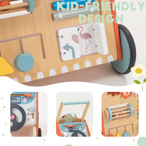 मोंटेसरी शैक्षिक लकड़ी के पुश-पुल गतिविधि वॉकर, लड़कों के लिए कई गतिविधि वॉकर के साथ लड़कों के खिलौने - Product Image 6