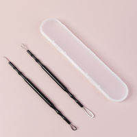 Personnalisation professionnelle en acier inoxydable outil d'extraction de points noirs extracteur noir bouton popper trousse à outils outils de beauté